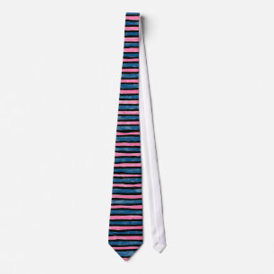Cravate Cravate, Rayures Peintes, Bleu et Rose