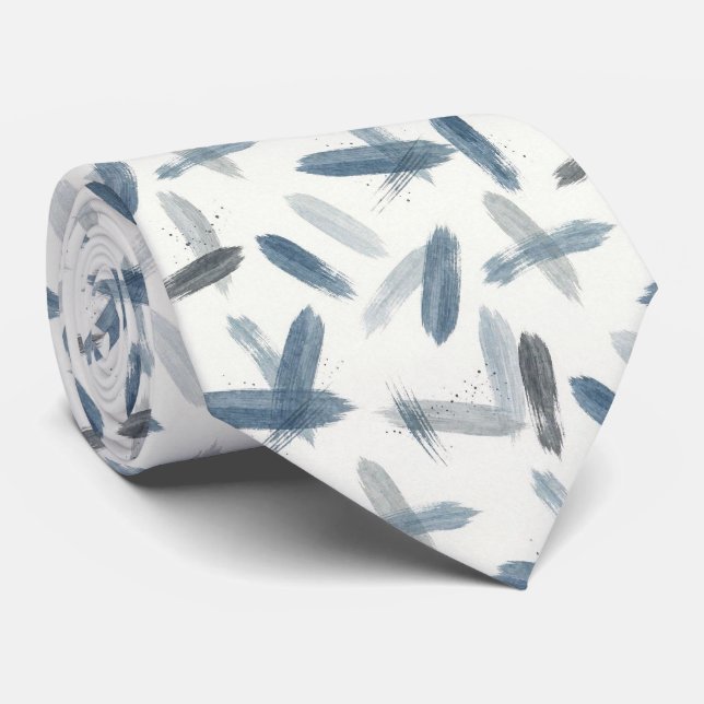 Cravate Crayon Gris Ardoise Bleu Abstrait (Roulé)