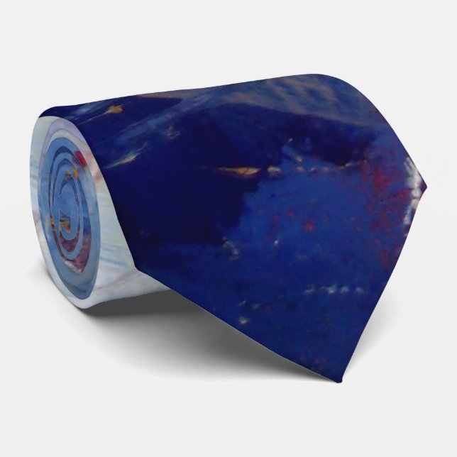 Cravate Créatif Bleu Original Art Abstrait Moderne (Roulé)