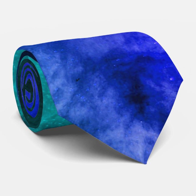 Cravate Créatif Original Style Bleu Abstrait Art Moderne (Roulé)