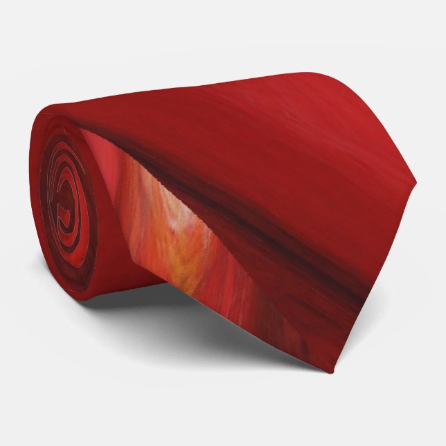Cravate Créative Original Rouge Brownish Art Abstrait Mode (Roulé)