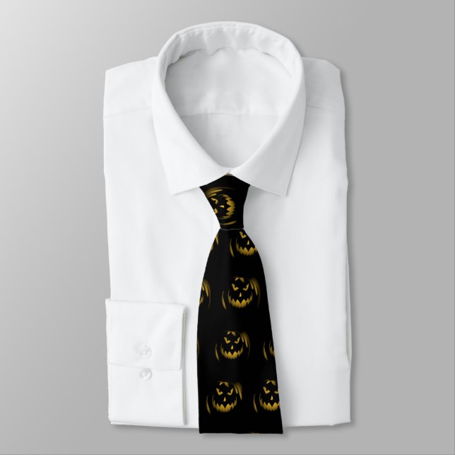 Cravate Creepy Jack o' Lantern Halloween Tie (Attaché)