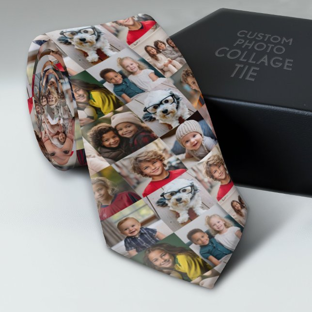 Cravate Créer un collage photo personnalisé avec 16 photos (Custom Photo Collage Tie - Create Your Own Look)