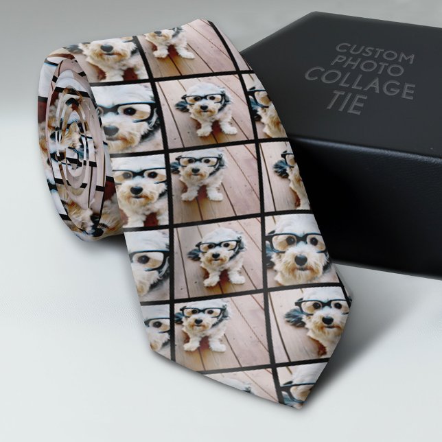 Cravate Créer un collage photo personnalisé avec 4 photos (Custom Photo Collage Tie - Create Your Own Look)