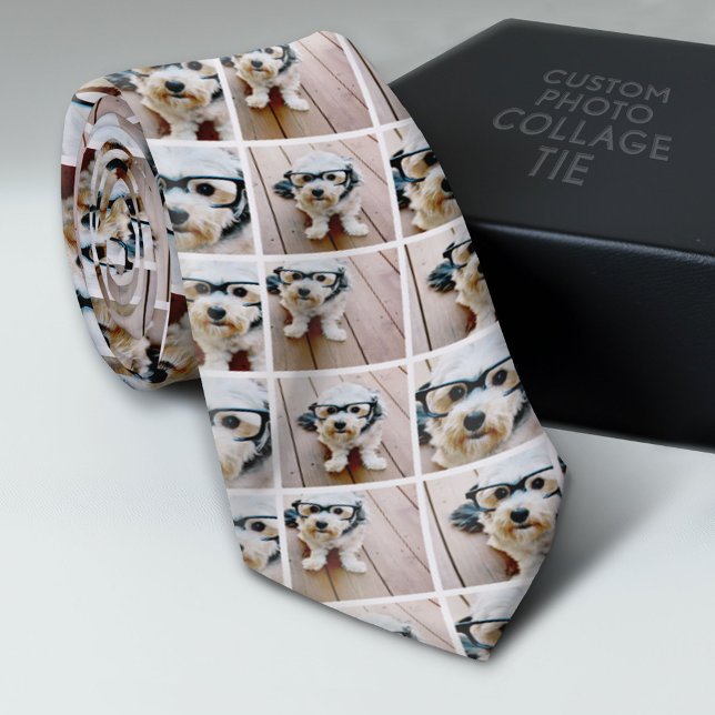 Cravate Créer un collage photo personnalisé avec 4 photos  (Custom Photo Collage Tie - Create Your Own Look)