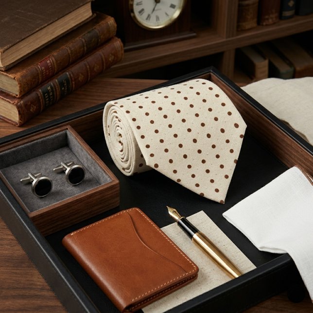 Cravate Crème et noir pois micro pointillés (Créateur téléchargé)