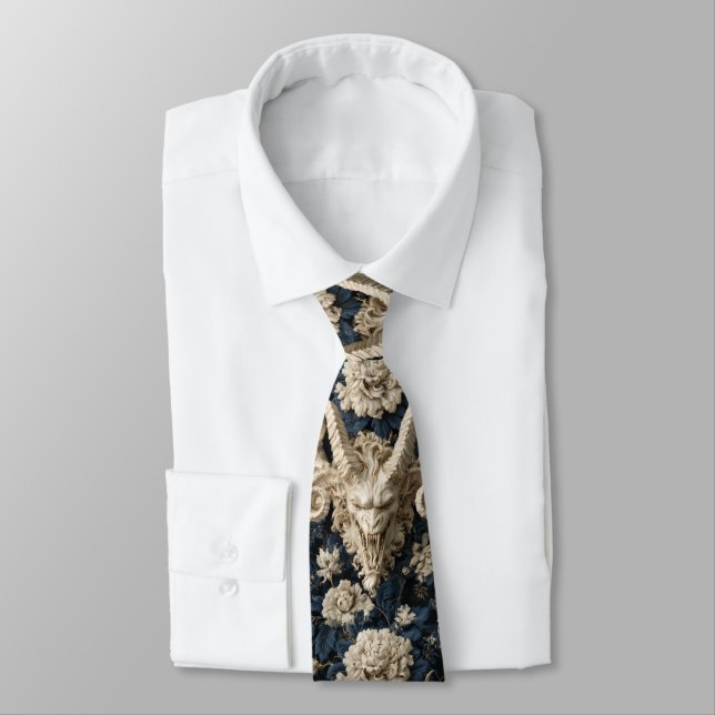 Cravate Crème gothique et baroque naval Démoniaque Gargoyl (Attaché)