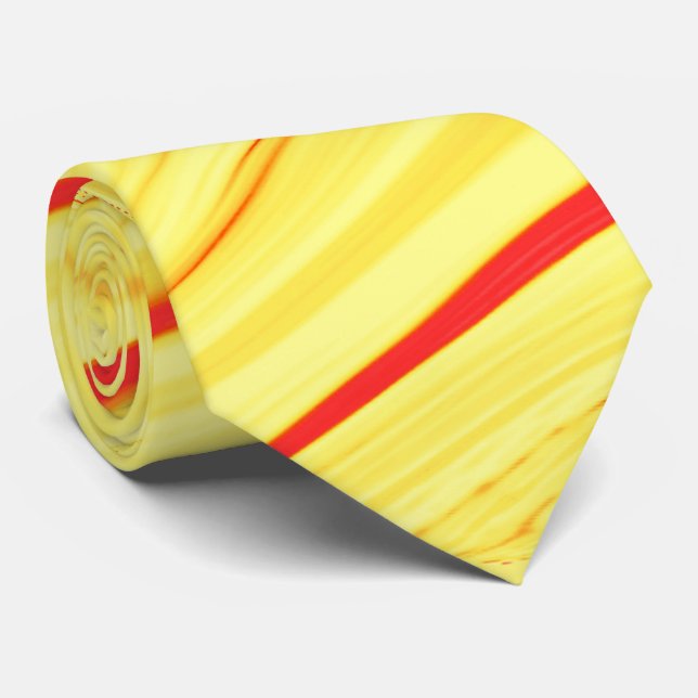 Cravate Crème mangue, avec trait de corail ou de rouge cou (Roulé)