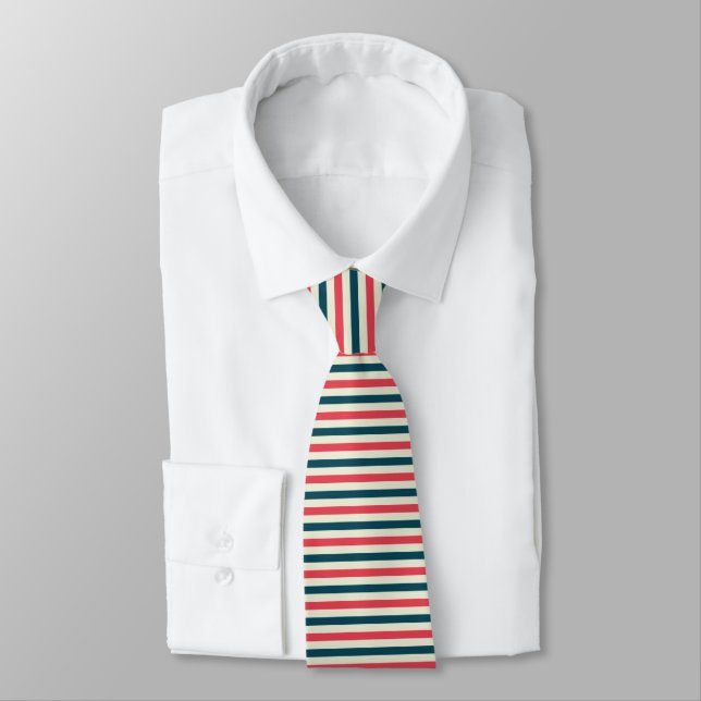 Cravate Crème, Rouge, Necktie Bleu Marine (Attaché)