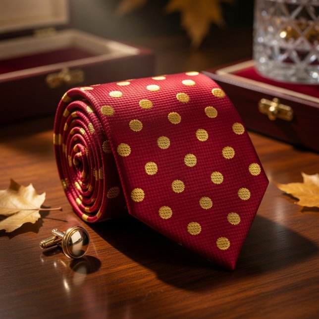 Cravate Crimson & Gold Polka Dot (Créateur téléchargé)