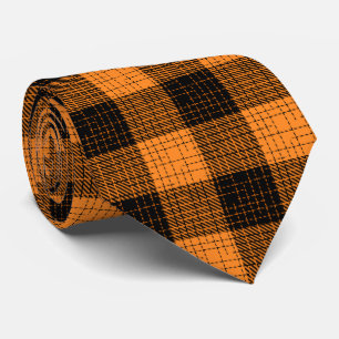 Cravate Croisillon à carreaux orange et noir de style buff