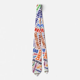 Cravate Croix chrétienne du mot coloré