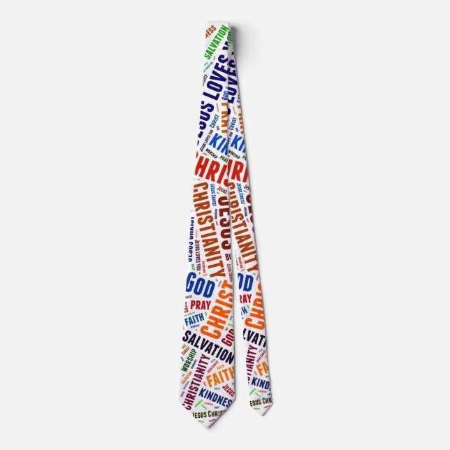 Cravate Croix chrétienne du mot coloré (Devant)