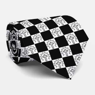 Cravate Croix chrétienne Noir et Blanc