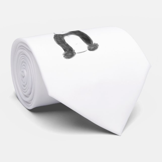 Cravate Croquis de panda en noir et blanc (Roulé)