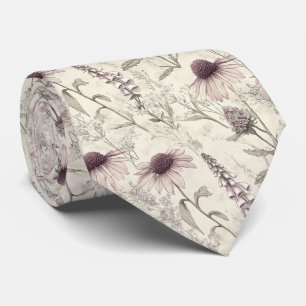 Cravate Croquis du confleur de lavande Mariage botanique