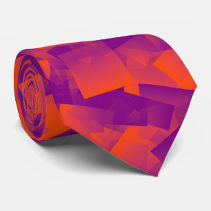 Cravate Cubisme Abstrait Motif Orange Violet