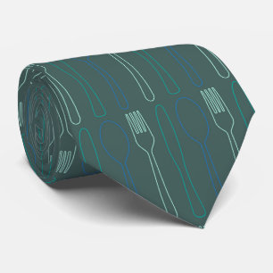 Cravate Cuillère à fourche de couteau bleu turquoise Chef