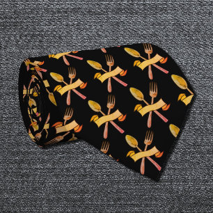 Cravate cuillère dorée et fourche