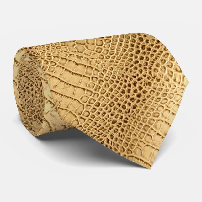 Cravate cuir alligator sauvage peau de crocodile (Roulé)
