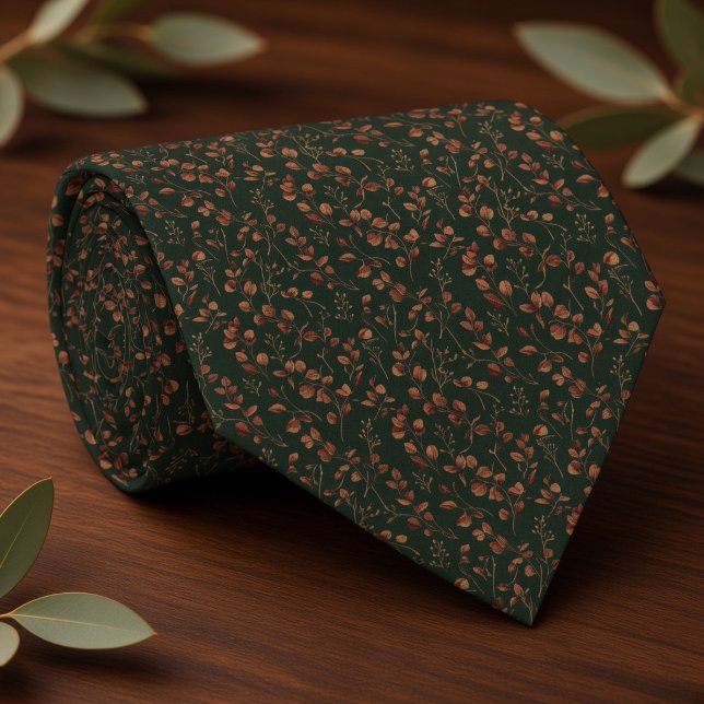 Cravate Cuivre Rustique et Botanique Eucalyptus Terracotta (Créateur téléchargé)