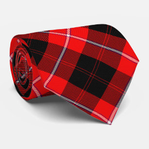 Cravate Cunningham Clan Tartan Rouge Noir