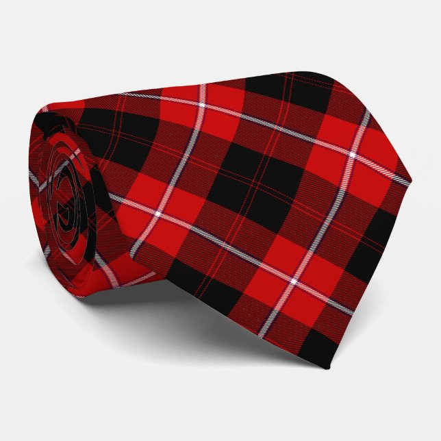 Cravate Cunningham Tartan rouge noir (Roulé)