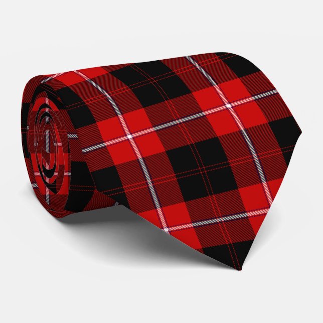 Cravate Cunningham Tartan rouge noir (Roulé)