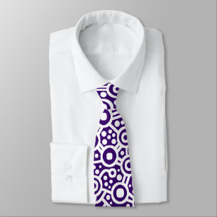 Cravate Curcuit Alien Abstrait II - Blanc sur Violet profo