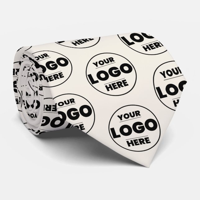 Cravate Custom Logo Ivory Cream - Professional Branded  (Roulé)