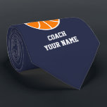 Cravate Custom neck tie gift for basketball coach<br><div class="desc">Custom neck tie gift for basketball coach. Sports Birthday present for high school coach,  player,  dad,  uncle,  grandpa,  friend,  trainer,  co worker,  fan,  supporter,  boss,  team,  wedding groom,  son etc. Customizable necktie with basketball logo. Personalized gift idea for him.</div>