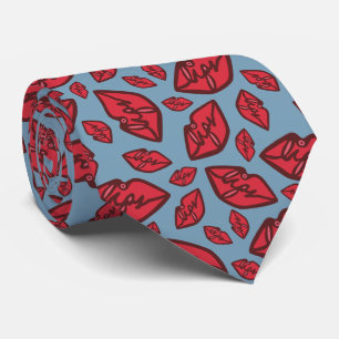Cravate Cute amusant lèvres Motif Bleu