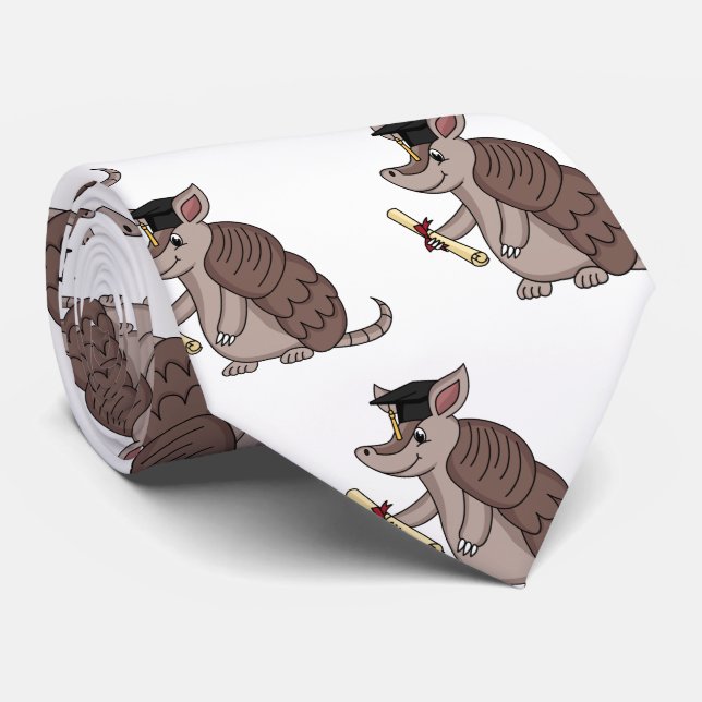 Cravate Cute armadillo avec dessin animé de la casquette d (Roulé)