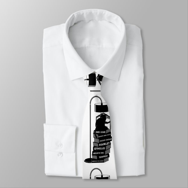 Cravate Cute Cat Lecture Shakespeare Joues (Attaché)