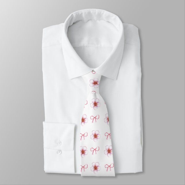 Cravate Cute Cherry Blossom Ribbon Design  (Attaché)