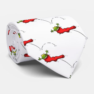 Cravate Cute grenouille dans une chaussette rouge saut de