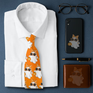 Cravate Cute Halloween Ghost Citrouille épice personnalisé
