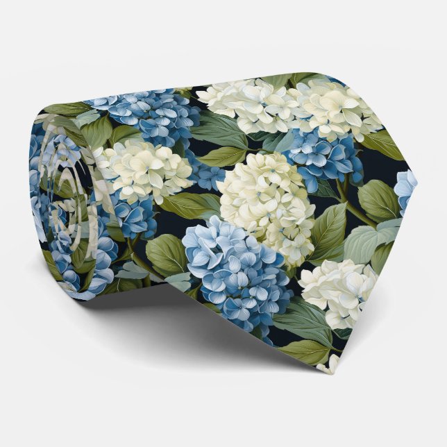 Cravate Cute Hydrangea motif carrelé de fleurs (Roulé)