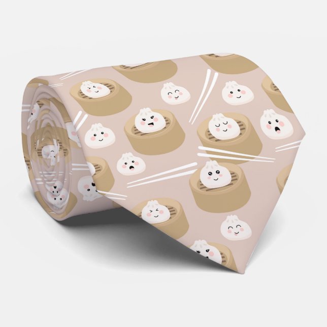 Cravate Cute Kawaii Dumplings Baguettes en vapeur (Roulé)