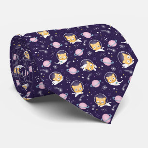 Cravate Cute Kitty Chat Astronauts Motif