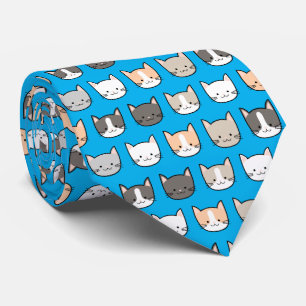Cravate Cute Kitty Chat Motif Sur Un Bleu
