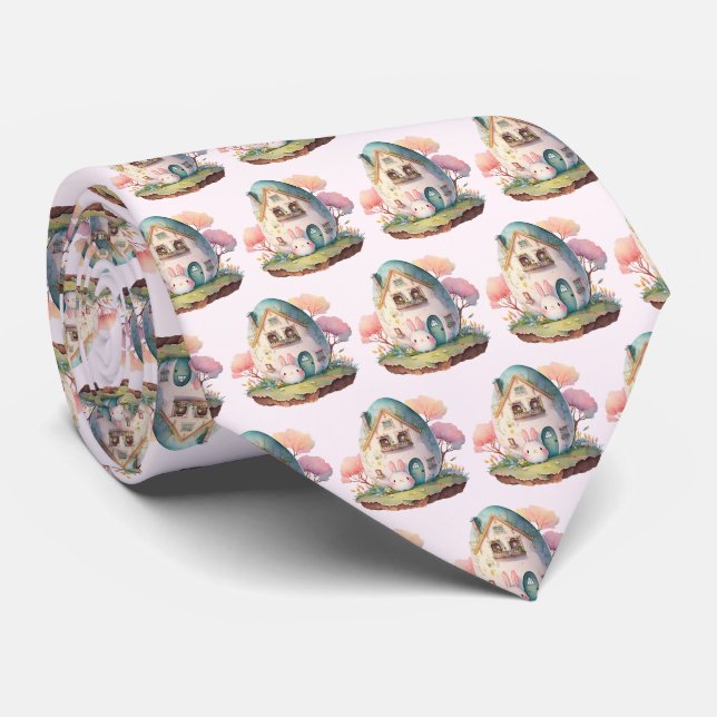 Cravate Cute lapin lapin rose Kawaii Style Motif (Roulé)