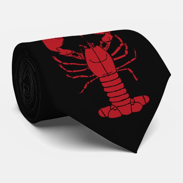 Cravate Cute lobster red black tie (Roulé)