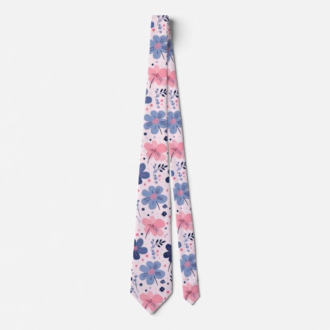 Cravate Cute Pastel Pink And Blue Floral Spring Garden (Devant)