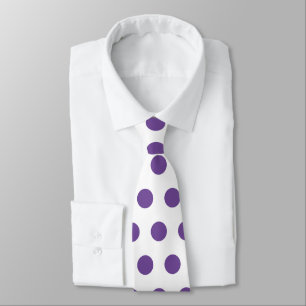 Cravate Cute pattern of large purple polka dots on white