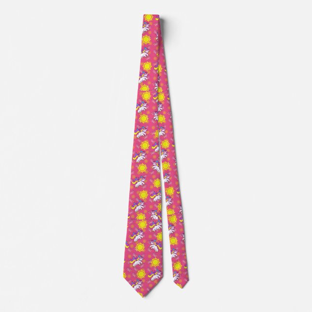 Cravate Cute rose chaud Sunny Unicorn Design Motif (Devant)