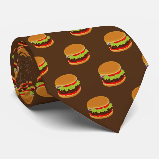 Cravate cute tiled hamburger pattern (Roulé)