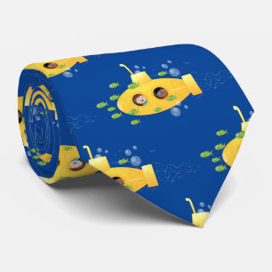 Cravate Cute yellow submarine fish cartoon illustration