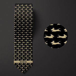 Cravate Dachshund Black and Gold