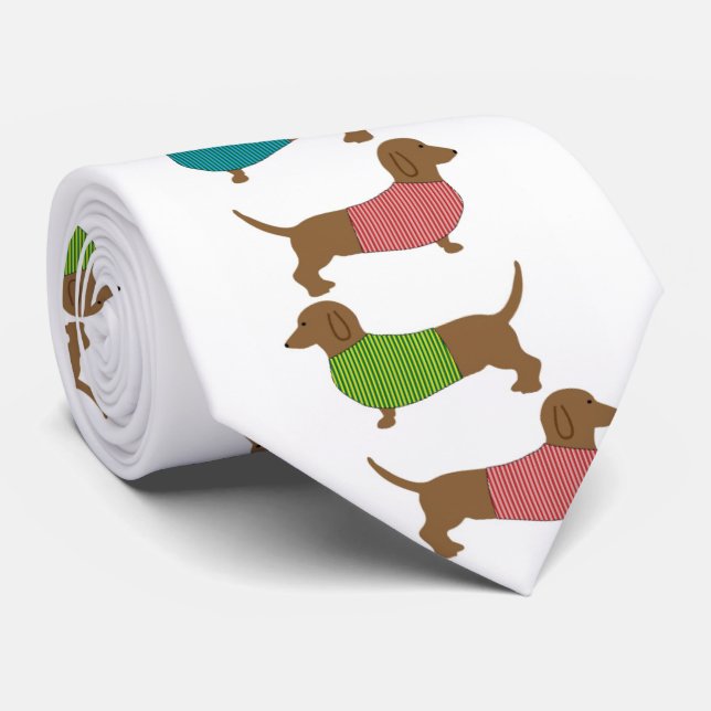 Cravate Dachshund Chien Dans Sweer Motif Amusant (Roulé)